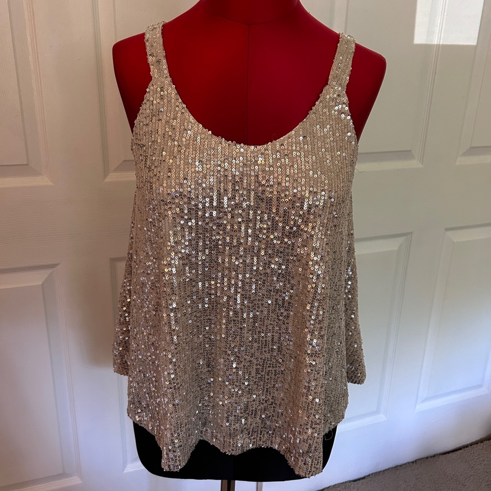 Champagne Sequin Tank Top